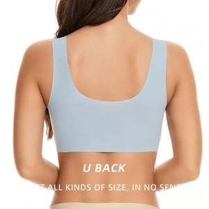 I-0127 Custom Bra Large Size <b>Mesh</b> Tank <b>Top</b> Camisole Underwear Yoga Gym Knitted Bras Wire Free Thin Sports Women Seamless Bra - Product Image 4