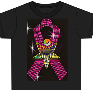 Trasferimenti Termici con Strass OES Pink Ribbon Sorority, Motivo Luccicante OES da Applicare con Ferro da Stiro per Abbigliamento - Product Image 1