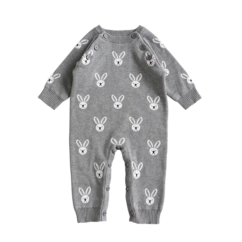 Baby clothing wholesale custom knitwear jumpsuits baby crawling clothes cartoon rabbit clothes baby sweaters