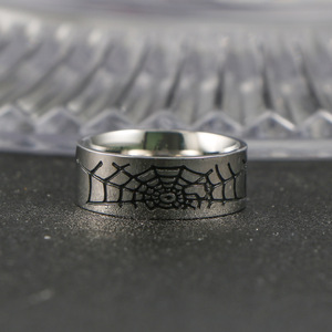 Men's <b>Titanium</b> Steel <b>Ring</b> Spider Web Design Silver Color Gift Jewelry SA1163 - Product Image 3