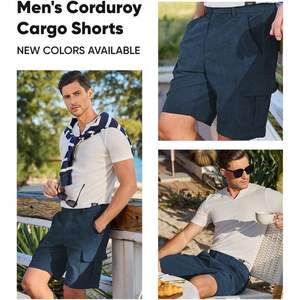 2025 <b>Men's</b> Casual Elastic Waist <b>Cargo</b> <b>Shorts</b> <b>Lightweight</b> Corduroy for Outdoor Hiking & Work <b>Mens</b> Hiking <b>Shorts</b> - Product Image 5