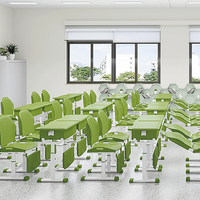 Table d'étude en classe et ensemble de bureau de chaise avec repose-pieds pour la pause déjeuner fauteuils inclinables à l'école pour les étudiants