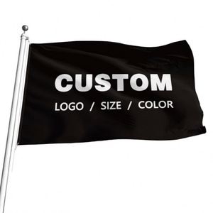 Factory Wholesale 100D Polyester Digital Printing Good Quality Black Custom Flags <b>Banners</b> - Product Image 2