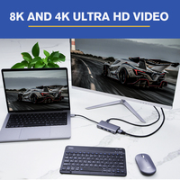 Adaptateur USB-C multi-ports KUMO Type-C vers PD 100W Trois USB 3.0 Double HDMI 4K Station d'accueil 6-en-1 Hub USB-C