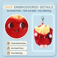 Porte-clés en peluche Frites Kawaii, Prêt à expédier, Thème alimentaire, Pendentif en peluche, Breloque de sac, Accessoire visage souriant