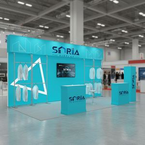 Stand de Exhibición de Aluminio Personalizado de <span class=keywords><strong>10x10</strong></span> con Estante para <span class=keywords><strong>Ropa</strong></span>, Ferias Comerciales y Exposiciones - Product Image 1