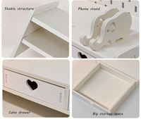Organisateur de bureau en bois MDF, support d'écran multi-niveaux avec tiroir, étagère de rangement pour ordinateur, idéal pour le bureau, l'école et la maison