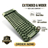 Lit d'air gonflable en nylon TPU ultraléger avec pompe intégrée, résistant à l'humidité, pour le camping en plein air, matelas pneumatique avec pompe à pied intégrée, OEM