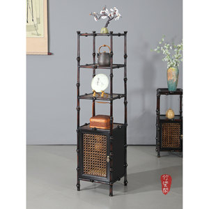 Chinese Style Bamboo Display Shelf With Woven Cabinet Tea Storage Rack Square Home Furniture - Product Image 4