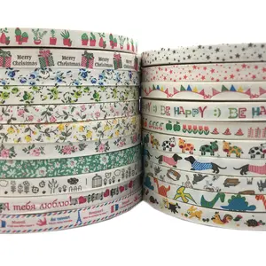 100 Mét 15Mm Cotton Ribbon Bán Buôn Truyền Nhiệt In Handmade DIY May Vải Ribbon Cho Đám Cưới Giáng Sinh Trang Trí
