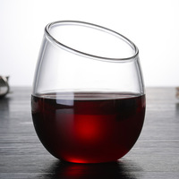 Verre à vin durable, fond épaissi, bord doré, design sans pied à ouverture oblique, style européen, logo personnalisé pour mariages et fêtes