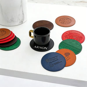 Wholesale Custom Logo Leather <b>Coaster</b> Waterproof Heat Resistant PU Leather <b>Drink</b> <b>Coaster</b> for Coffee Bar Hotel Table - Product Image 2