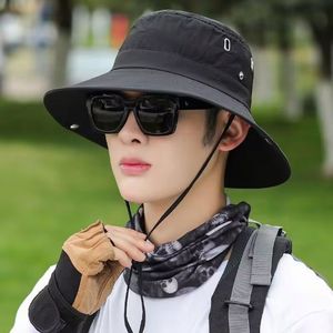 Chapeau <span class=keywords><strong>de</strong></span> <span class=keywords><strong>pêcheur</strong></span> pour adultes, respirant, coupe-vent, protection solaire, avec cordon <span class=keywords><strong>de</strong></span> serrage, en maille, pour la pêche en plein air et la randonnée en montagne - Product Image 4