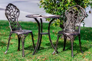 Ensemble de bistro, table 2 chaises, métal, décoration de jardin, bronze/blanc, ensemble de meubles d'extérieur - Product Image 2