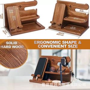 Wooden Desktop Storage <b>Rack</b> 3 Floors Multifunctional Organizer For Phone Watch <b>Glasses</b> Nightstand Bedroom Use - Product Image 5