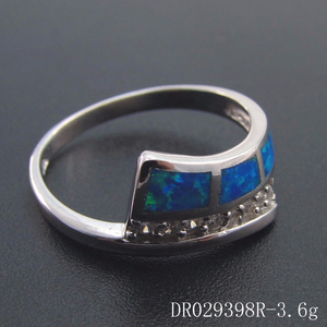 แหวนโอปอลสีน้ำเงินประดับด้วยเพชร CZ สีขาว เงินแท้ 925 เครื่องประดับโอปอลแฟชั่น - Product Image 4