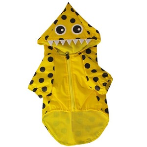 Pet <b>Dog</b> <b>Raincoat</b> <b>Yellow</b> Dot Pattern Hooded Waterproof Cute Design <b>For</b> Outdoor Use - Product Image 1