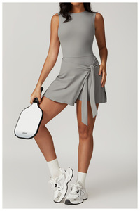 Vestido deportivo ajustado antiexposición de dos piezas falso sin espalda, encaje adelgazante, ocio, entrenamiento, belleza, Yoga, tenis, falda de secado rápido - Product Image 3