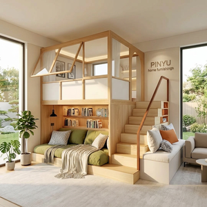 Cama Alta Ahorradora <span class=keywords><strong>de</strong></span> Espacio con Estructura <span class=keywords><strong>de</strong></span> Madera Personalizada, Cabina para Dormir, <span class=keywords><strong>Armario</strong></span> y Solución Completa para Apartamentos <span class=keywords><strong>de</strong></span> Estancia Corta - Product Image 2