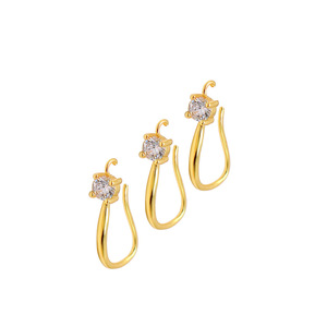 Crochets d'oreille en cuivre plaqué or 18 carats avec pierres de zircon pour la fabrication de boucles d'oreilles, formes variées, composants de bijoux - Product Image 4