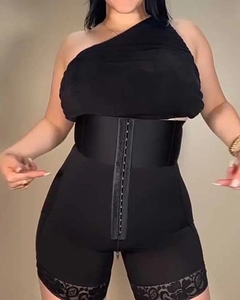 Pantaloni Elasticizzati a Vita Alta con Logo Personalizzato per Donna # Guaina Dimagrante con Bottoni sul Pancia, Shorts Modellanti per Glutei e Fianchi per Adulti - Product Image 6