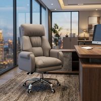 Chaise de bureau de direction de luxe inclinable et pivotante avec repose-pieds intégré, en cuir PU premium