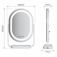 Miroir de maquillage ovale à LED avec éclairage, à intensité variable en continu, adaptateur 12V, cadre en fer, pour table, fourni par l'usine