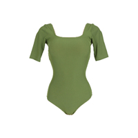 Maillot de bain une pièce à manches courtes pour femme, dos nu, push-up, pour la natation, les sources chaudes, la plage, vert, XL