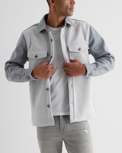 Tendance personnalisée décontracté unisexe Fit Shacket bouton vers le bas <span class=keywords><strong>surchemise</strong></span> bloc de couleur veste de chemise en tricot - Product Image 4