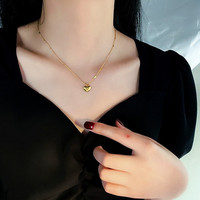 Kalung Pasangan Baru Model Geometris Hati, Perhiasan Liontin Mewah Ringan Berlapis Emas 18k dari Baja Tahan Karat, Liontin Cinta
