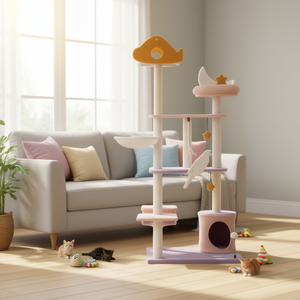 Cute Cat Tree 66 Inch Multi <b>Level</b> Tall Tower Sisal Scratching <b>Posts</b> Indoor Cats Purple Eco Friendly - Product Image 2
