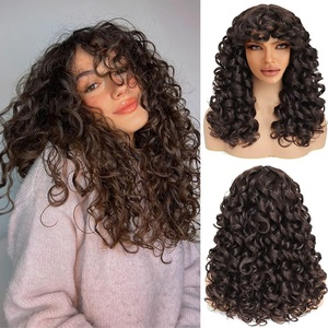 Perruque rouge gingembre pour femmes, perruques ondulées bouclées avec frange, perruque synthétique cuivrée, perruque naturelle pour cosplay, fête, cheveux résistants à la chaleur, 10 couleurs - Product Image 4