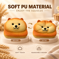 Jouets Squishy en PU en gros, 5 styles, animaux mignons, pain grillé et pâtisseries réalistes, jouets anti-stress à presser