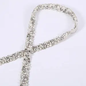 Cheerfeel-Apliques de diamantes de imitación con cuentas de cristal, cinturón de banda nupcial y liguero, rh-909