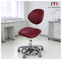 Tabouret en acier inoxydable, siège moulé sous pression, pieds réglables en hauteur avec protections antidérapantes pour salle d'examen clinique