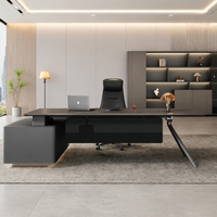 Scrivania Direzionale Moderna a L con Armadietto, Tavolo per Ufficio CEO/Manager, Arredamento Commerciale Personalizzato XIMI-02