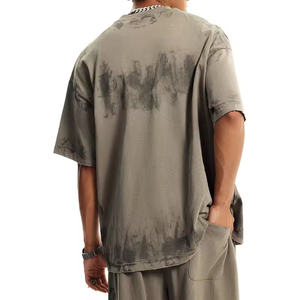 Camiseta de Manga Corta para Hombre, Teñida en la Piedra, Personalizada con MOQ Bajo, Algodón de Alta Calidad, Hombros Caídos, Estilo Deportivo Holgado - Product Image 2