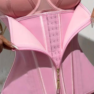 Cintura Modellante in Lattice Corsetto Colombiano Guaine Logo Personalizzato Rosa Snatched Fascia Modellante Disossata in Acciaio con Cerniera - Product Image 3