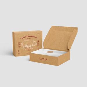 Boîte d'emballage alimentaire vintage en kraft écologique |   Emballage en carton ondulé en matériaux recyclés pour cadeaux et collations de viande artisanales |   Personnalisé - Product Image 3