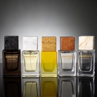 Flacon de parfum 20ml 30ml 100ml transparent rectangulaire avec texture pierre, bouchon carré, logo personnalisé OEM ODM pour marques de parfums de niche