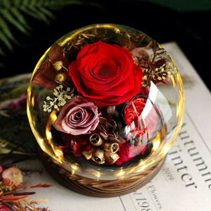 ดอกกุหลาบคริสตัลคงทนในโดมแก้วพร้อมไฟ LED ของขวัญวันแม่ วันรับปริญญา ดอกไม้ประดิษฐ์ที่คงทนยาวนาน - Product Image 4