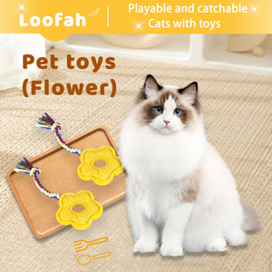 Juguete de dentición para gatos estilo dibujos animados, de lufa, para limpieza de dientes y masticación, con forma de flores de lufa, para aliviar el aburrimiento. - Product Image 3