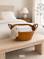 Panier de rangement ovale écologique avec poignée pour l'organisation de la maison, les jouets, les vêtements, les collations et les articles de salle de bain