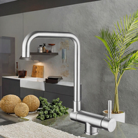 Robinet de cuisine moderne et contemporain Changhong à trou unique en acier inoxydable brossé, garantie 5 ans avec noyau de valve en céramique pour la Turquie