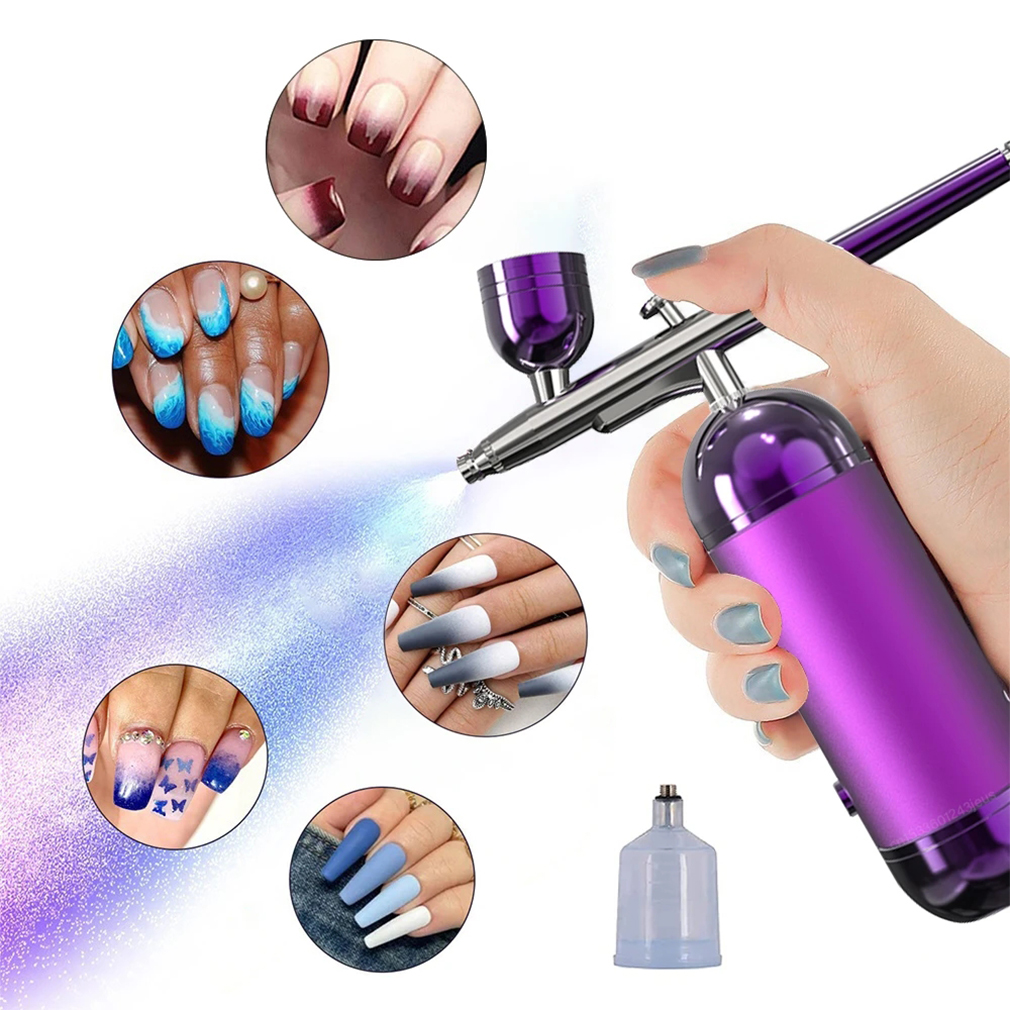 Airbrush Nail With Compressor Portable Airbrush For Nails Cake Tattoo Makeup Paint Air Spray Gun Oxygen Injector Air Brush Kit