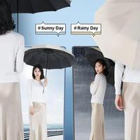 Parapluie 24 baleines noir avec colle pour homme et femme, entièrement automatique avec double dragon UV
