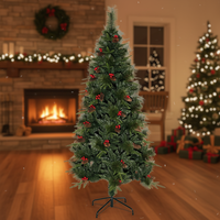 Arbre de Noël en cèdre PE+PVC de 1,20m à 3,05m de haute qualité, écologique, avec pommes de pin et baies, fabriqué à l'usine Yi Wu
