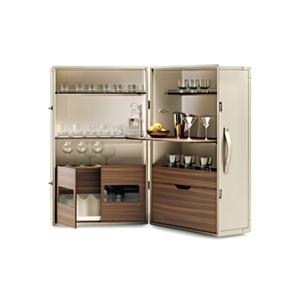 Ougoo Solid Wood and Leather Modern Movable Wine Cellar <b>Cabinet</b> for Home Furniture Ogjg1013 Solid Wood Construction Ensures - Product Image 1