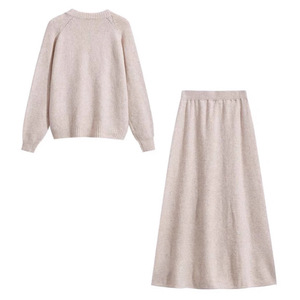 Women's <b>Sweater</b> <b>Set</b> Loose Fit Crew Neck Two Piece Winter Outfit Splicing Anti Pilling Knitwear - Product Image 2