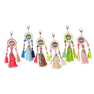 Llavero de estilo étnico con borla y colgante de cuentas coloridas para decorar bolsos o puertas - Product Image 1